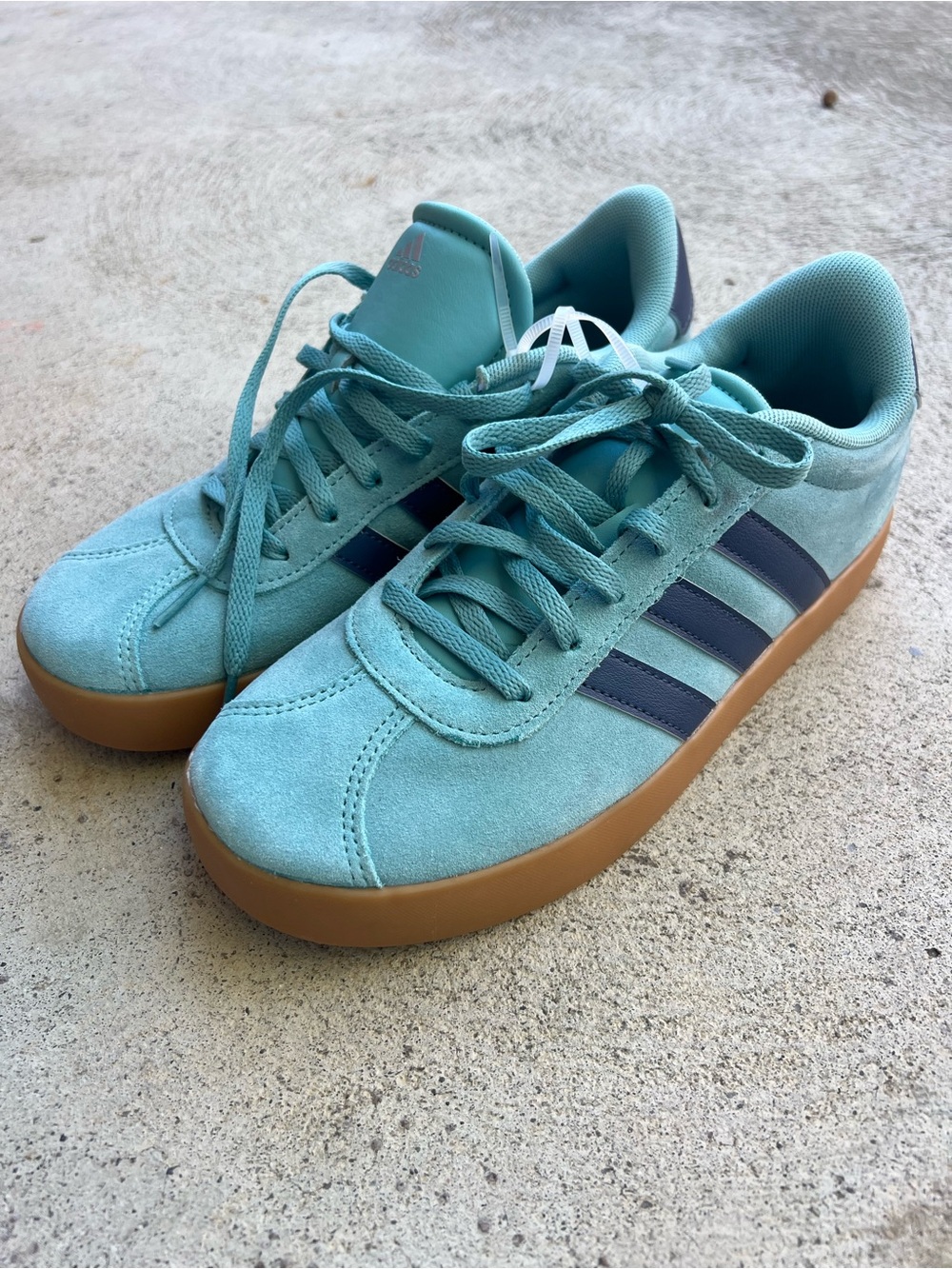 adidas VL Court 3.0 Kids Size 6 Mint Navy Suede Gum New No Box